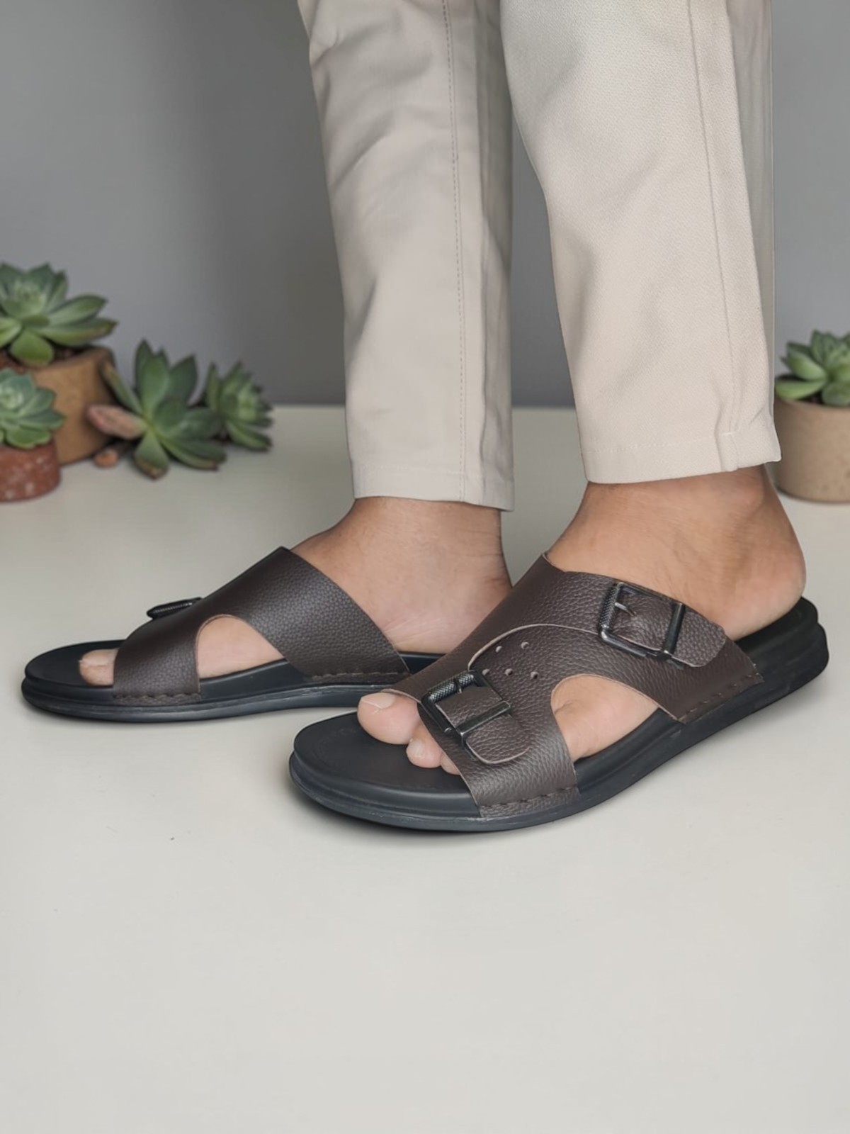 Bharasa Cow Leather Bronel Sandals