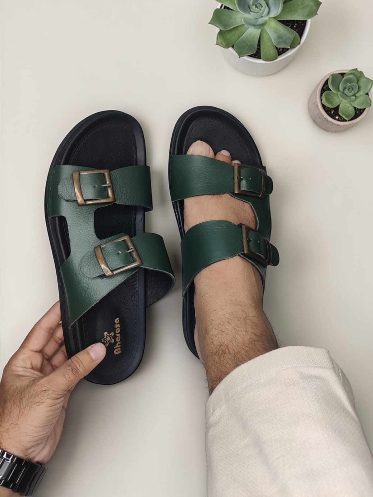 Bharasa Cow Leather Verdex Sandals